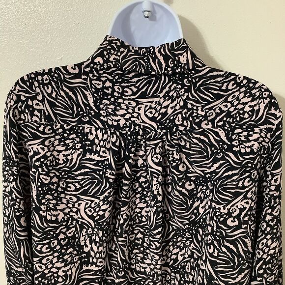 Topshop Funky Cheetah Zebra Animal Print Maximalist Button Up Blouse Size 4 - Picture 9 of 15